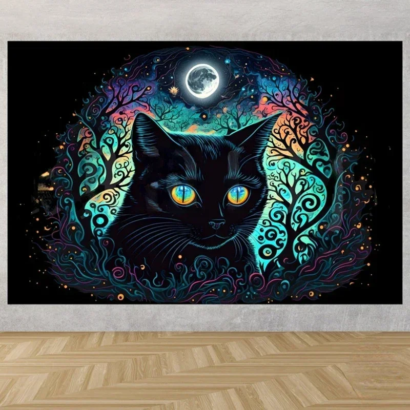 

Witchy Cat Wall Hanging Tapestry, Witch Wall Art, Moon Wall Decor Bedroom, Home Decor, College Dorm Tapestry