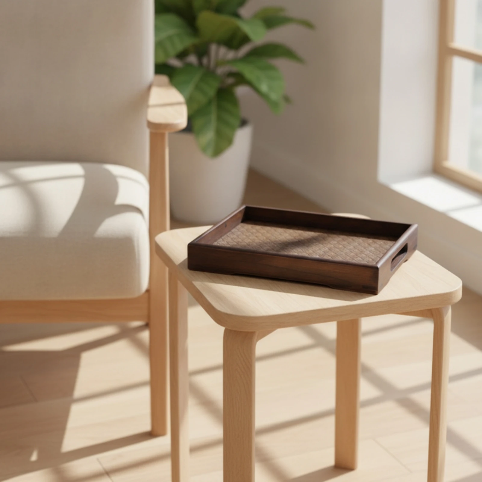 Bamboo Tray with Handles Rustic Serving Tray with Handles Lightweight Sturdy for Hosts, Tea Service, Tabletop Display