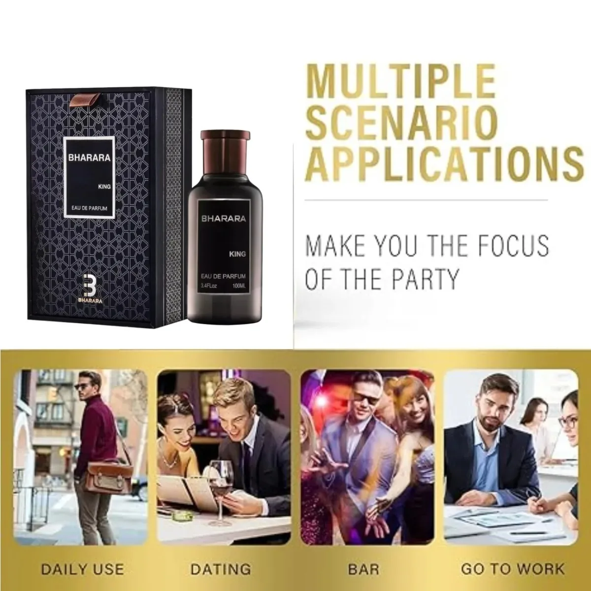 Bharara King Eau De Parfum 100ml for Men Citrus Fruity Cologne Orange Amber Musk Vanilla Long Lasting Fragrance for Luxury Gift view 6