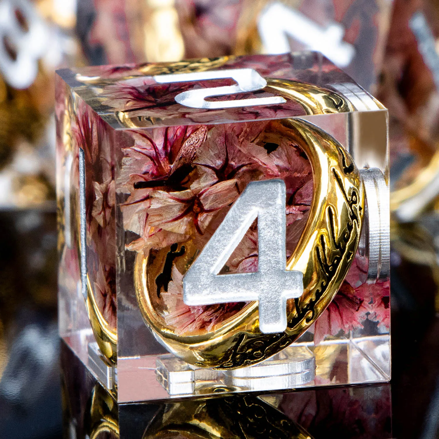 

ORIFANTOU DND Flower Lord Rings & Liquid Core Sharp Edge Resin Dice Set D&D Dungeon and Dragon Eye D and D Polyhedral Dice