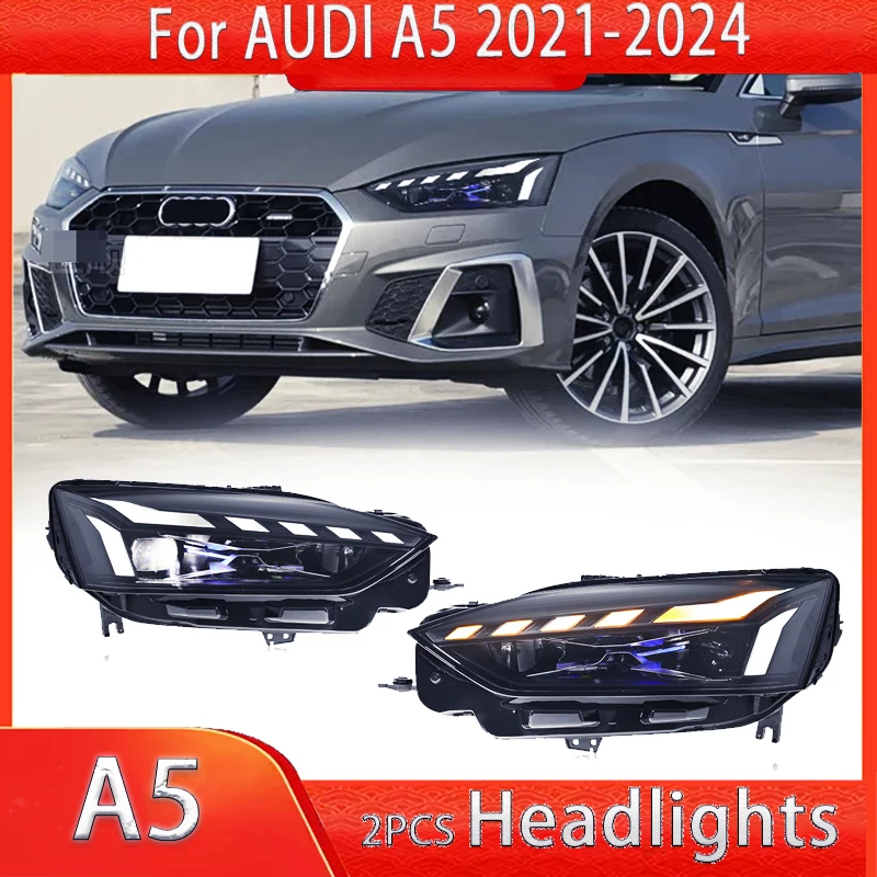 

Светодиодные фары для Audi A5 Светодиодные фары 2021 2022 2023 2024 A5 Аксессуары Обновление Высокая конфигурация Передние фары DRL в сборе