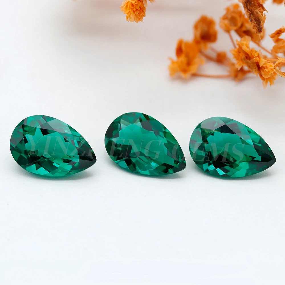 YinZheng Zambian Emerald Pear Shape Lab Grown Emerald Loose Gemstones With Certificates Can Be Provide Lab Zambian Emerald - Image 4