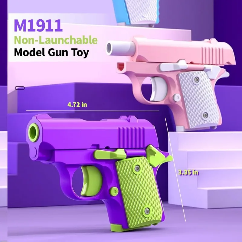 Mini 3D Printed Small Pistol Toys Children\'S Toy Guns Model Stress Relief Pistol Toys Relieving ADHD Anxiety Decompression Toys