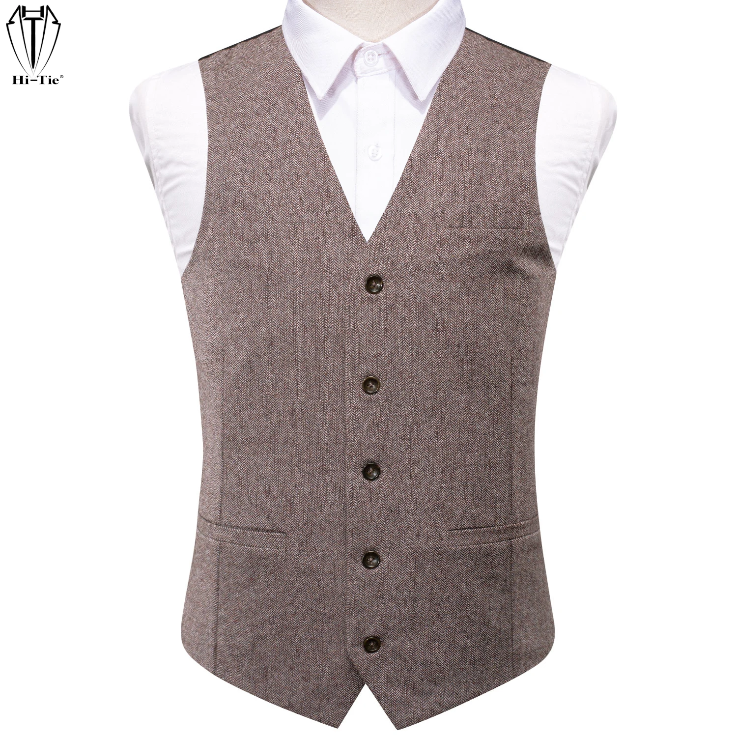 Hi-Tie Viscose Mens Vest 30 Colors Jacquard Waistcoat Jacket Casual High Quality for Wedding Business Adjustable Dad Son Gift