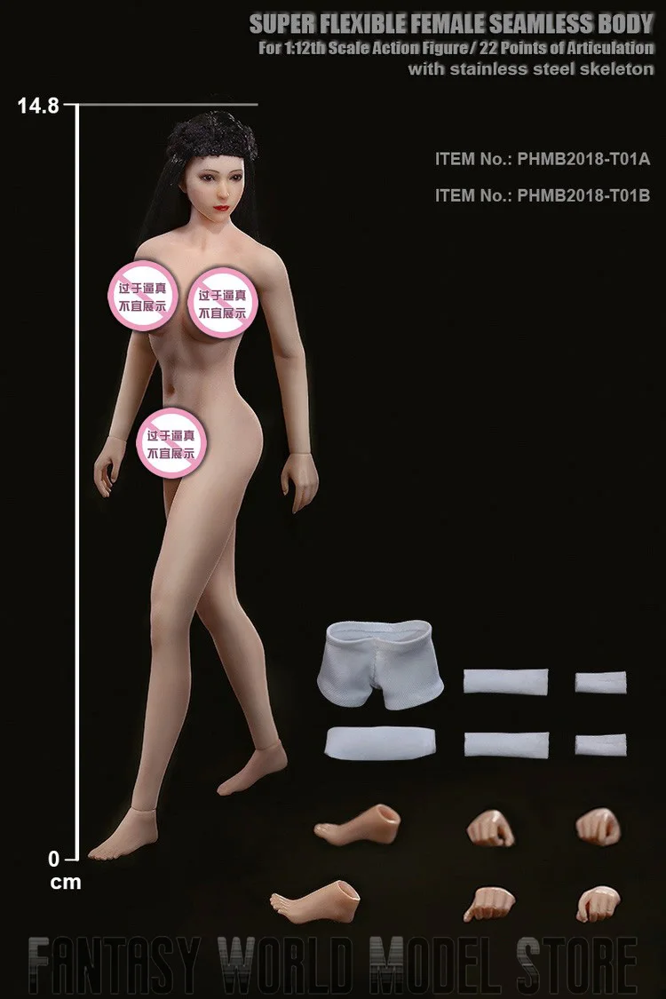 Phicen 1/12 Scale T01 T02 T03 T04 T05 TM01A TM02A Female/Male Action Figure Seamless Body With Head Sculpt Pale Suntan Dolls