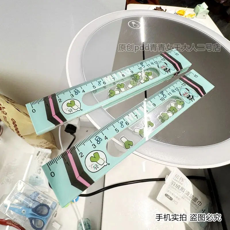 하츠네 미쿠 액션 피규어 Scallion Shake Shake 15cm 눈금자 학생 문구 용품 어린이 장난감 인형 컬렉션 선물