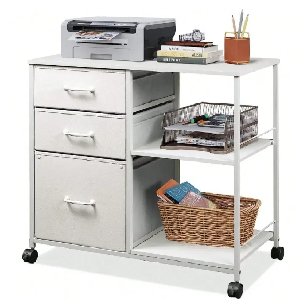 

Office Storage Cabinets And ShelvingDrawer Mobile File Cabinet, Rolling Printer Stand With Open Storage Shelf, Fabric Lateral Fi