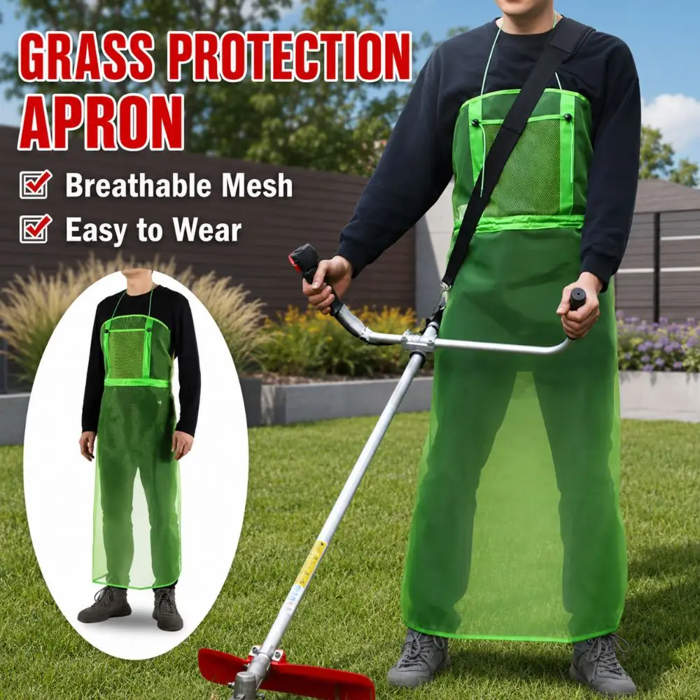 Mesh Lawn Mower Apron with Pocket Adjustable Garden Work Apron Solid Color Breathable Weeding Apron For Trimming Landscaping