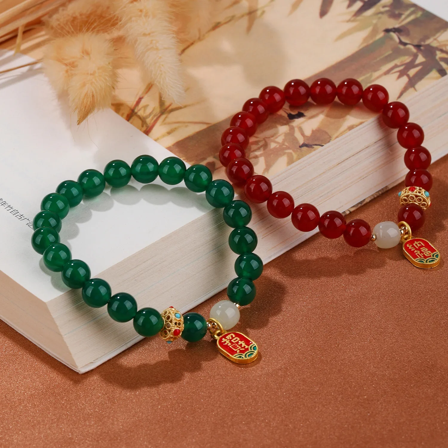 Natural Red Agate Fortune Nafu Bracelet High-grade Jewelry Guardian God Benmingnian Amulet Chinese Style Bangle