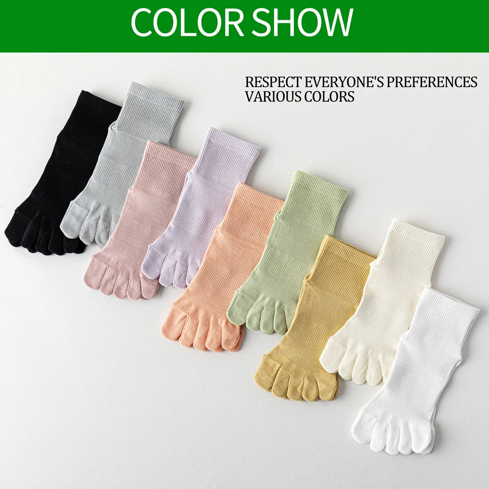 3 Paar Sommer-Zehentrenner-Socken für Damen – reine Baumwolle, antibakteriell, geruchshemmend, atmungsaktives Mesh-Design für Pilzschutz – Detail 4