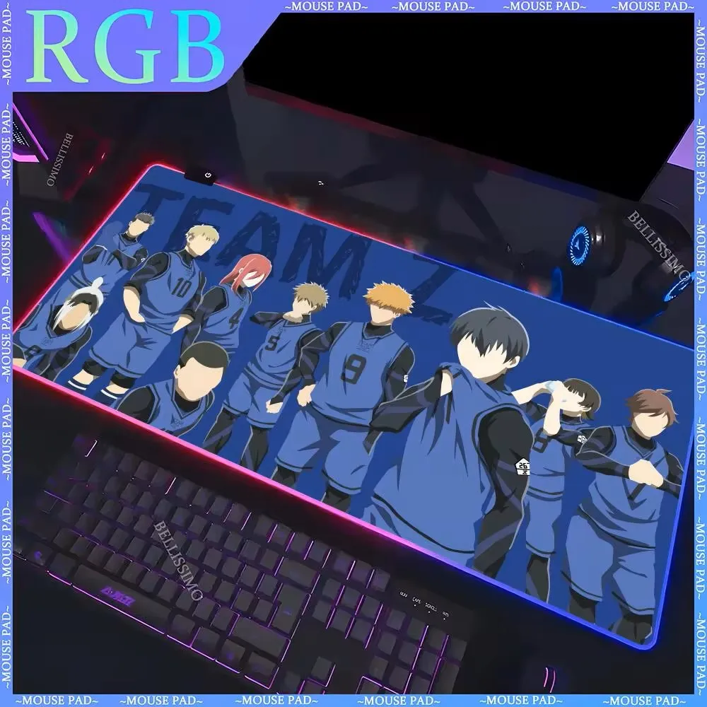 B_blue L_lock anime mouse mats luminous desk pad RGB computer standard pad LED large game office keyboard pad backlit mouse pad