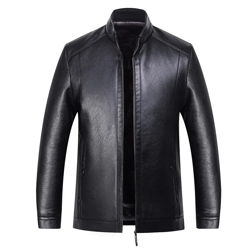 

Mens Business Casual Fur One-piece Jackets Mens Soft Plush Liner Warm Jacket Natural Leather Jackets Men Stand Collar Clothes