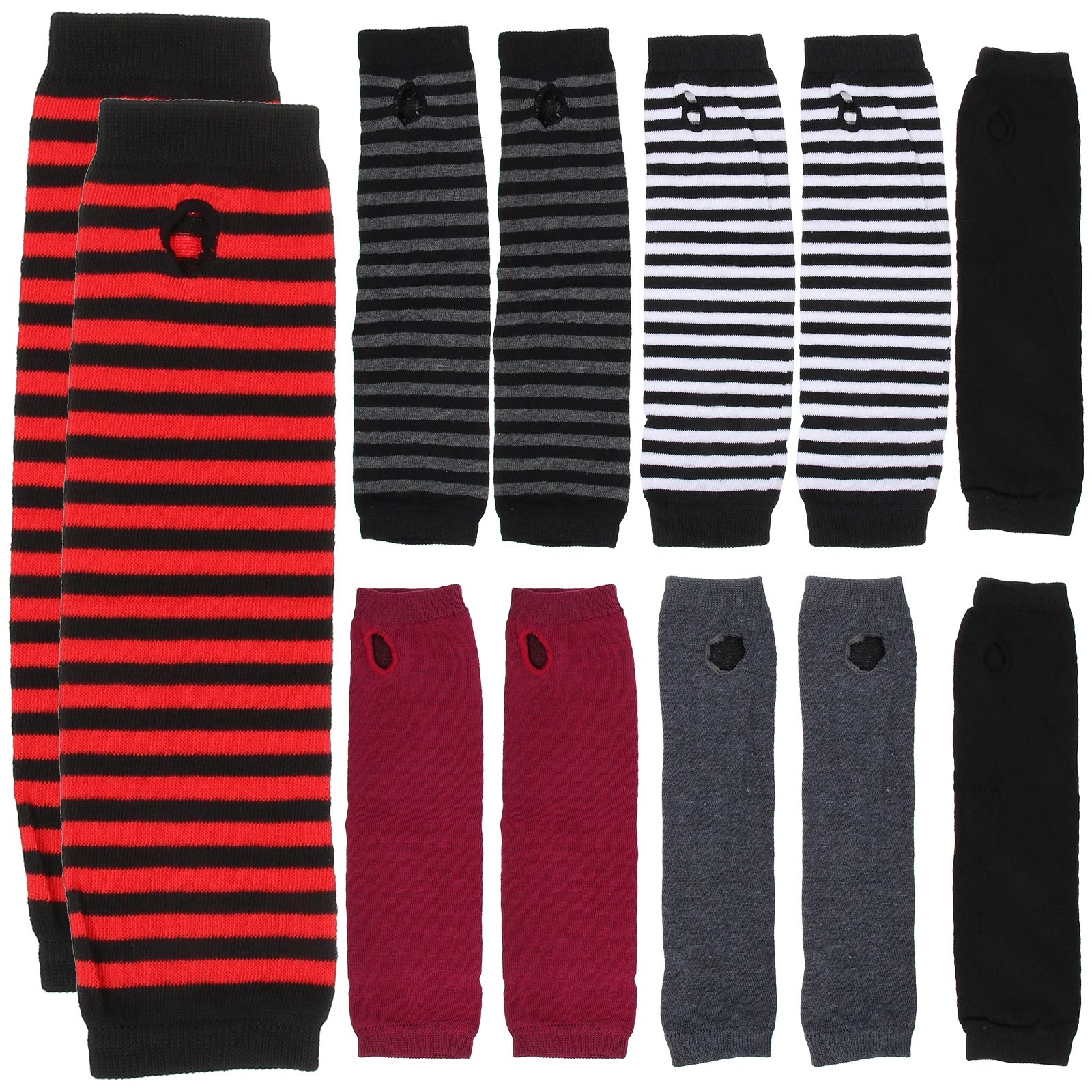 

6 Pcs Arm Warmers Fingerless Gloves Protective Unisex Women Men Winter Warm Sleeves Cover Long Cycling Jogging Thermal