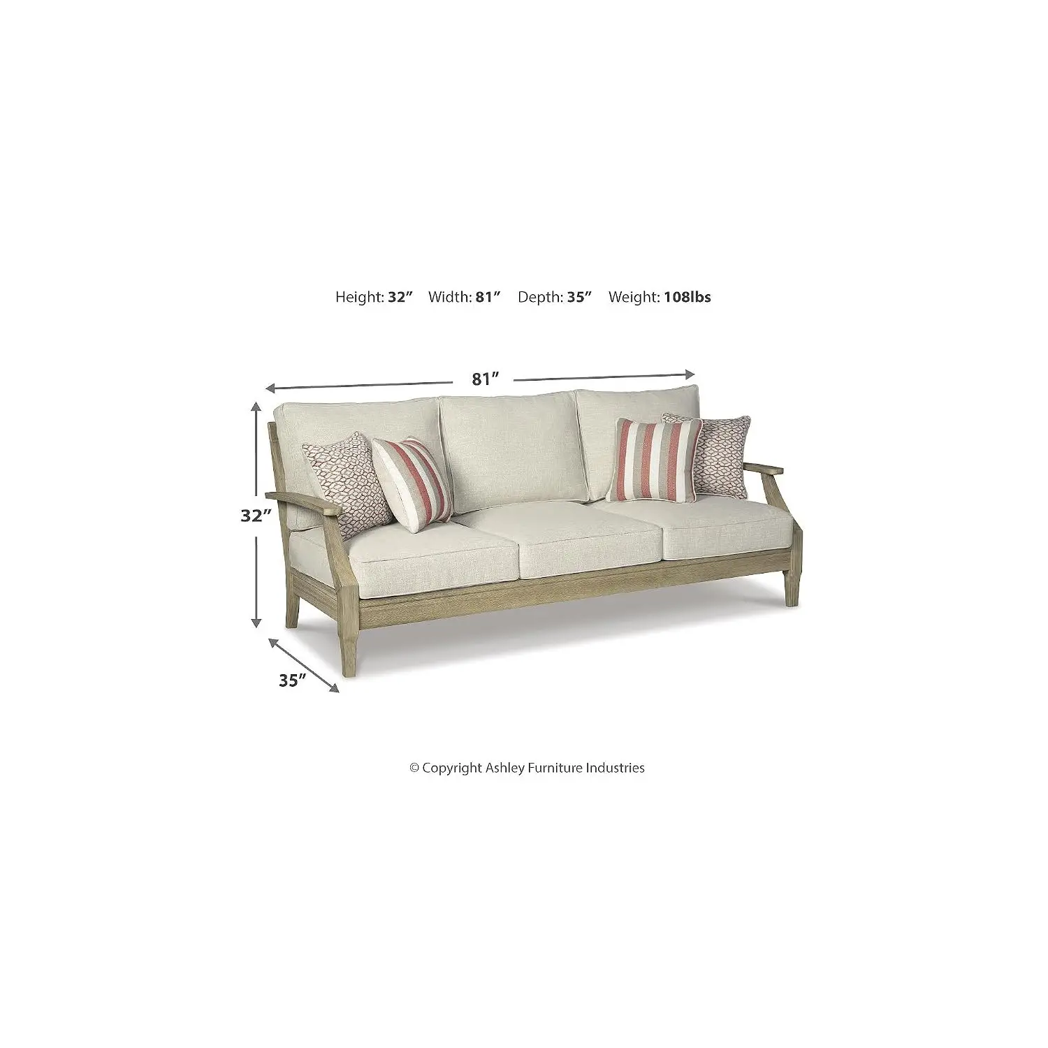 Clare View 1-Piece Eucalyptus Outdoor Sofa, Customized