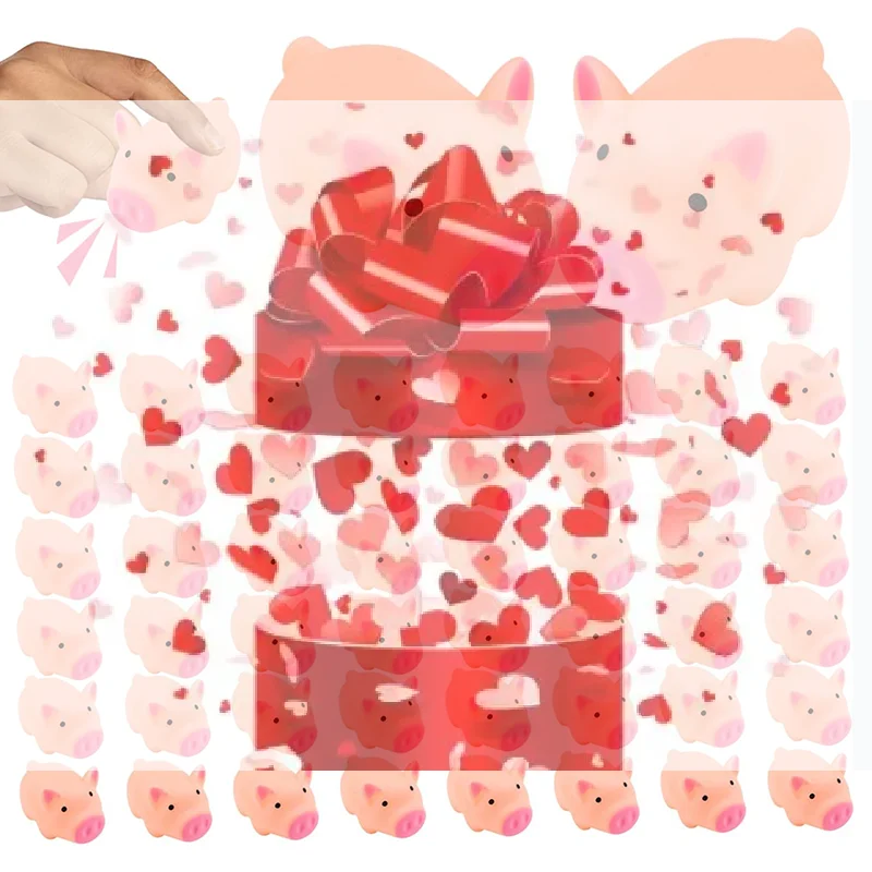 

50 шт. резиновых игрушек-пищалок в виде мультяшных свинок для снятия стресса, для детей, подарки на день рождения, наполнители для пиньят, подарки на бэби-шауэр