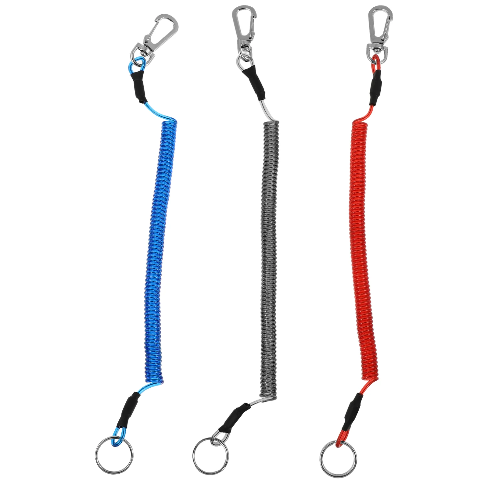 

3 Pcs Miss Rope Lanyards for Keys Climbing Buckle Spring Ropes Coil Safety Tpu Carabiner Spiral Man Fishing