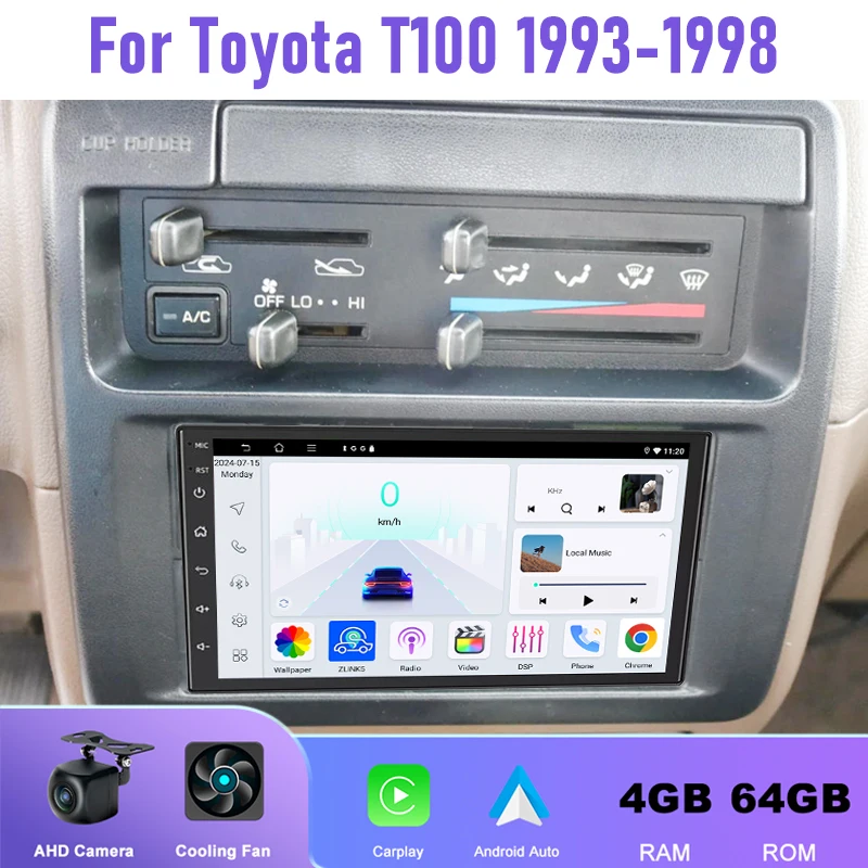 7'' 4+64GB For Toyota T100 1993-1998 Car Radio Android 15 Auto Support Wireless Apple Carplay BT Head Unit FM GPS