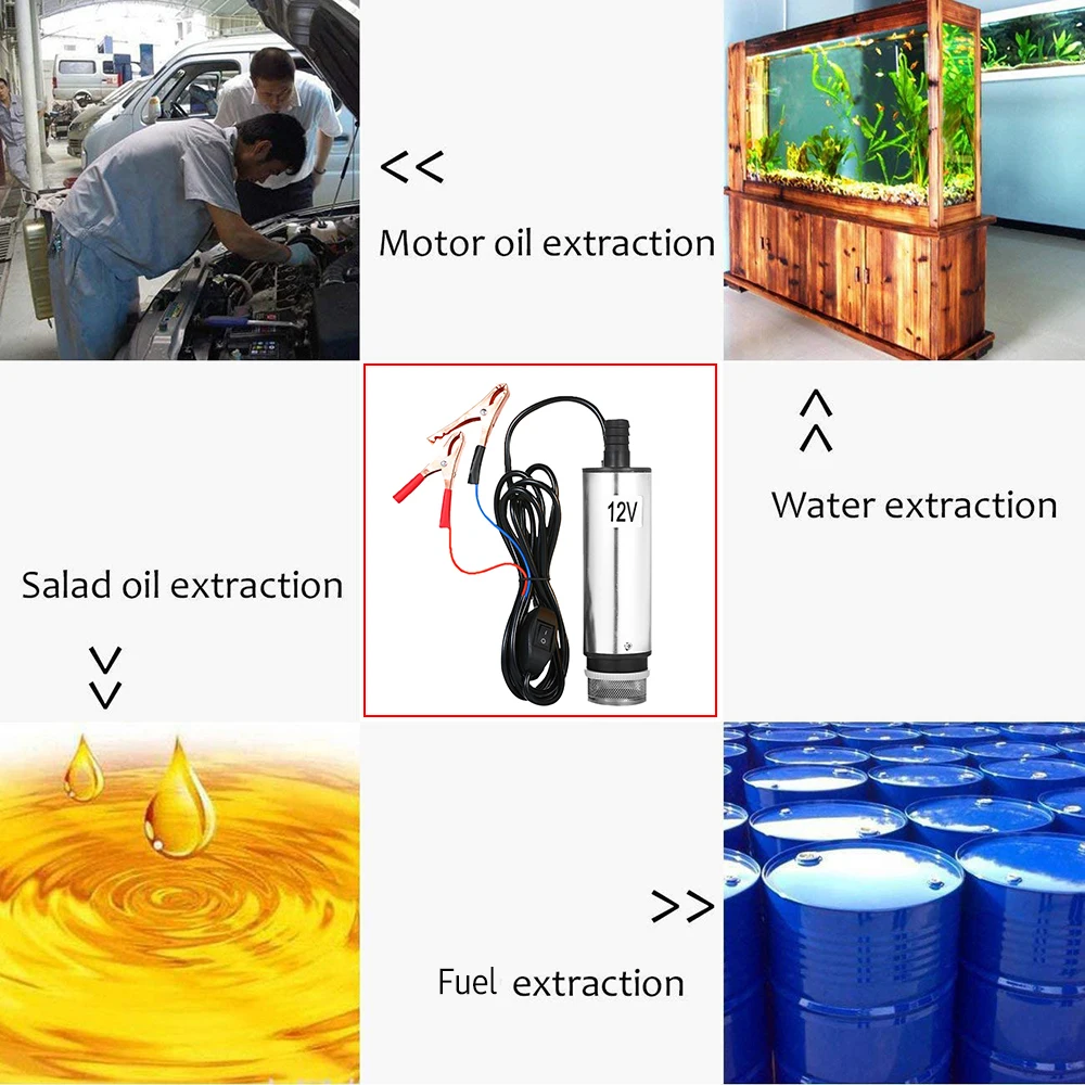 DC 12 V/24 V Tauchpumpe zum Pumpen von Öl, Wasser, 51 mm, Wasser, Öl, Kraftstoff, Transferpumpe, Betankung mit Filterschirm