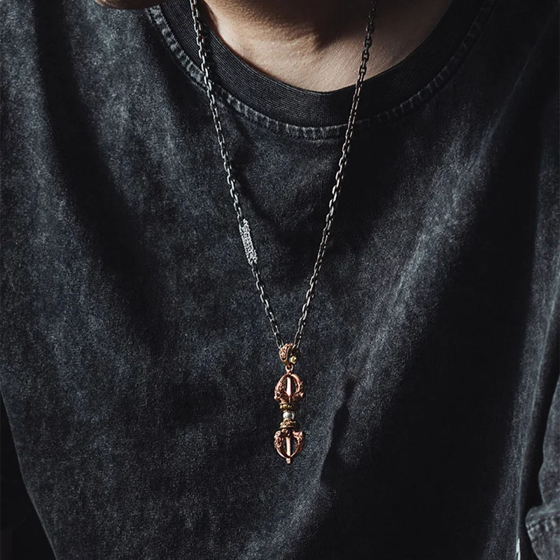 New Vajra Pestle Tibetan Style Handle Pieces for Men and Women Retro Ethnic Style Necklace Pendants Jewelry