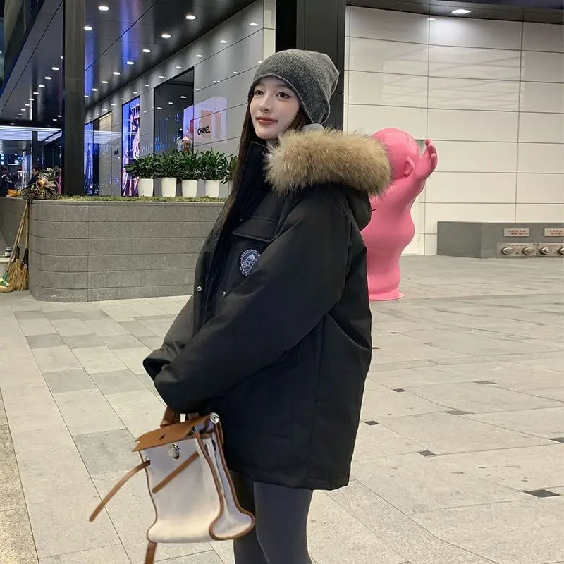 

Парка женская зимняя белая, утепленная, с воротником, в стиле атлетичный кэжуал, из натурального меха лисы, пуховая, ветрозащитная, на подкладке, свободного кроя, повседневная, с декоративной строчкой, популярная