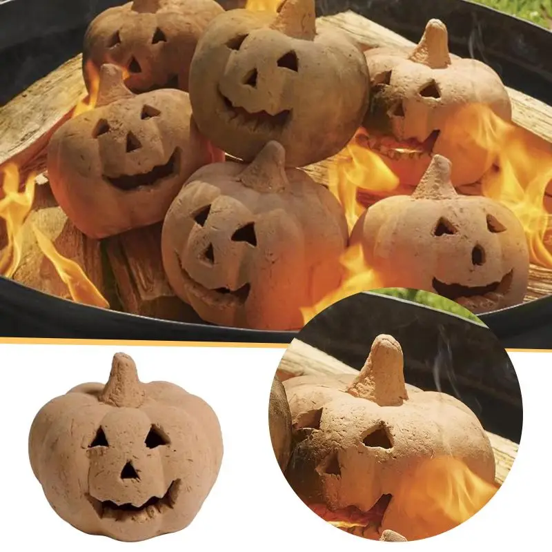 Fire Pits Pumpkins Imitated Pumpkins Reusable Fireproof Fire Pits Halloween Decor for Party BBQ Bonfire Fireplaces Festival Gift