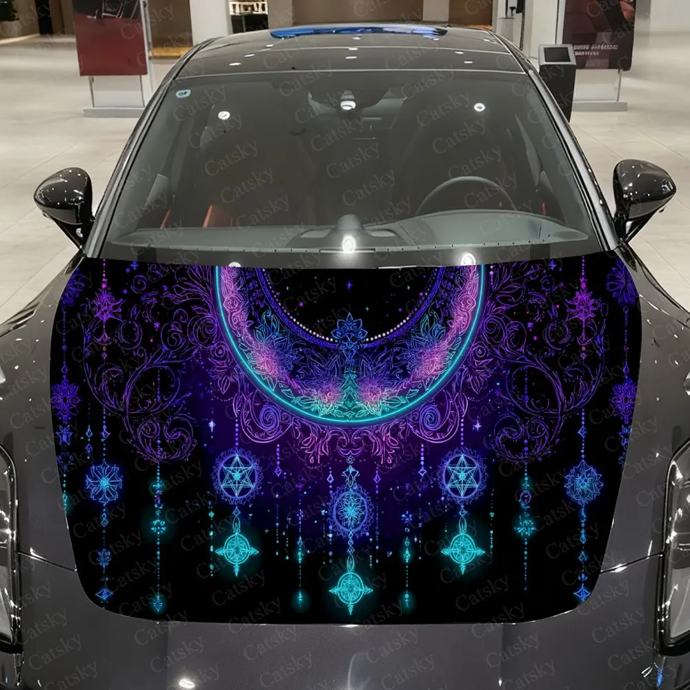 

Magic Purple Star Abyss Car Vinyl Wrap, PVC Waterproof Car Hood Sticker, Self-Adhesive Scratch-Resistant Stickers