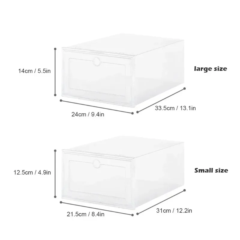 6pcs/Set Organizer Shoebox Thickened Drawer Case Stackable Box Shoe Plastic Shoe Boxes Fold Transparent Plastic Shoes Case