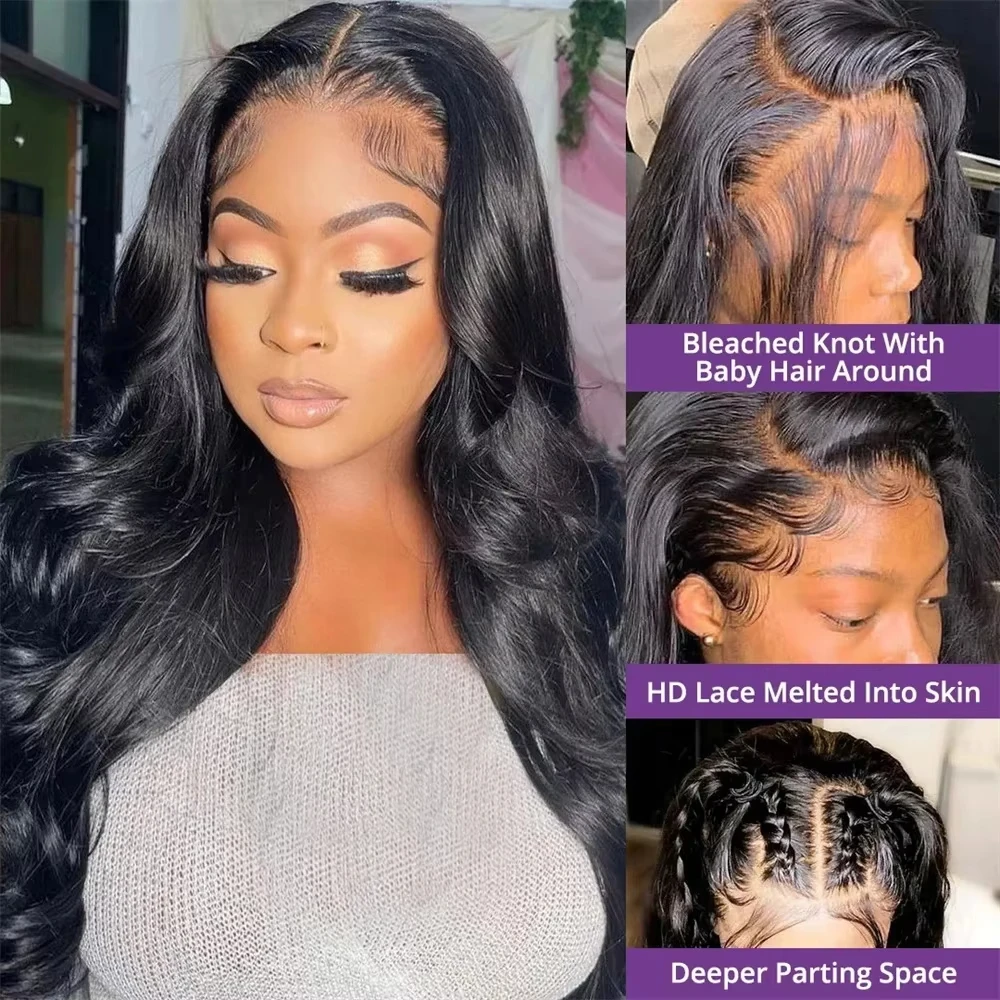 250% Density 40 Inch Body Wave Human Hair Wig Brazilian Pre Plucked 13x4 13x6 HD Transparent Lace Frontal  Wigs For Black Women image 5