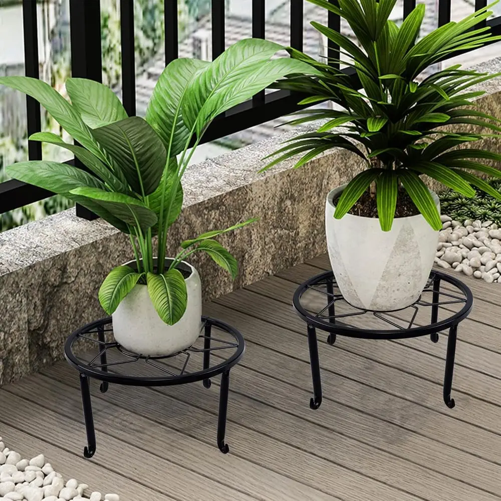4-Tier Metal Plant Stand, Durable Iron Pot Holder, Indoor/Outdoor Rust-Resistant, Round Metal Planter Support, Home & Garden Dec
