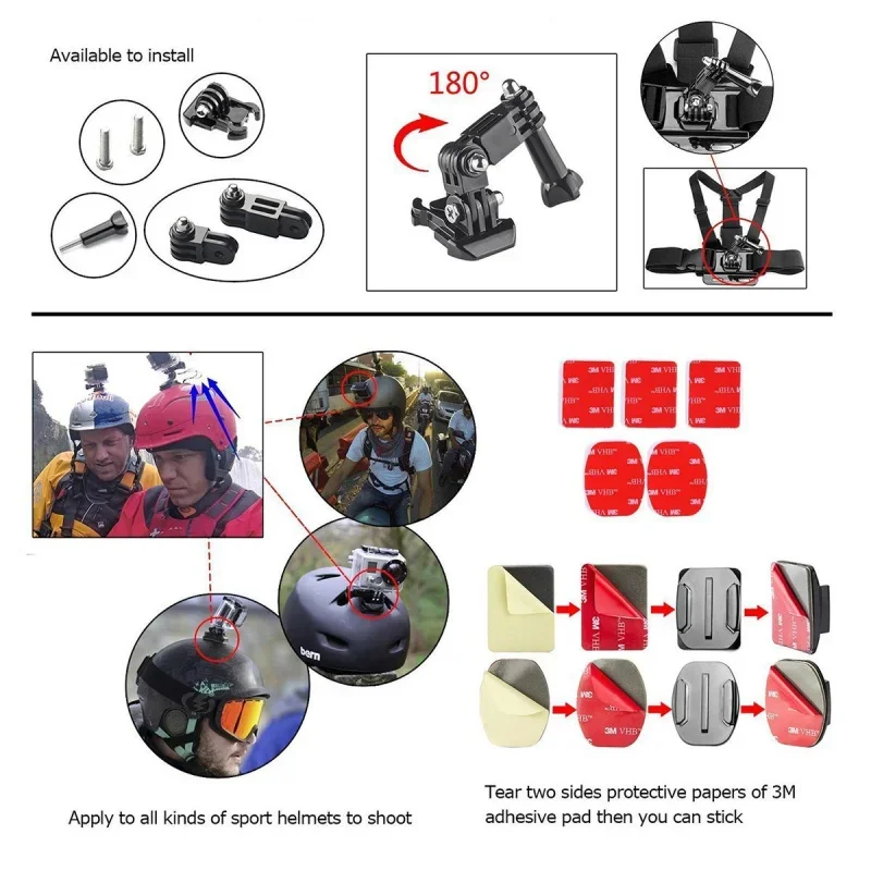 FF-56bk per set di accessori per fotocamera panoramica GoPro pacchetto 40 in 1, accessori multi-combinazione