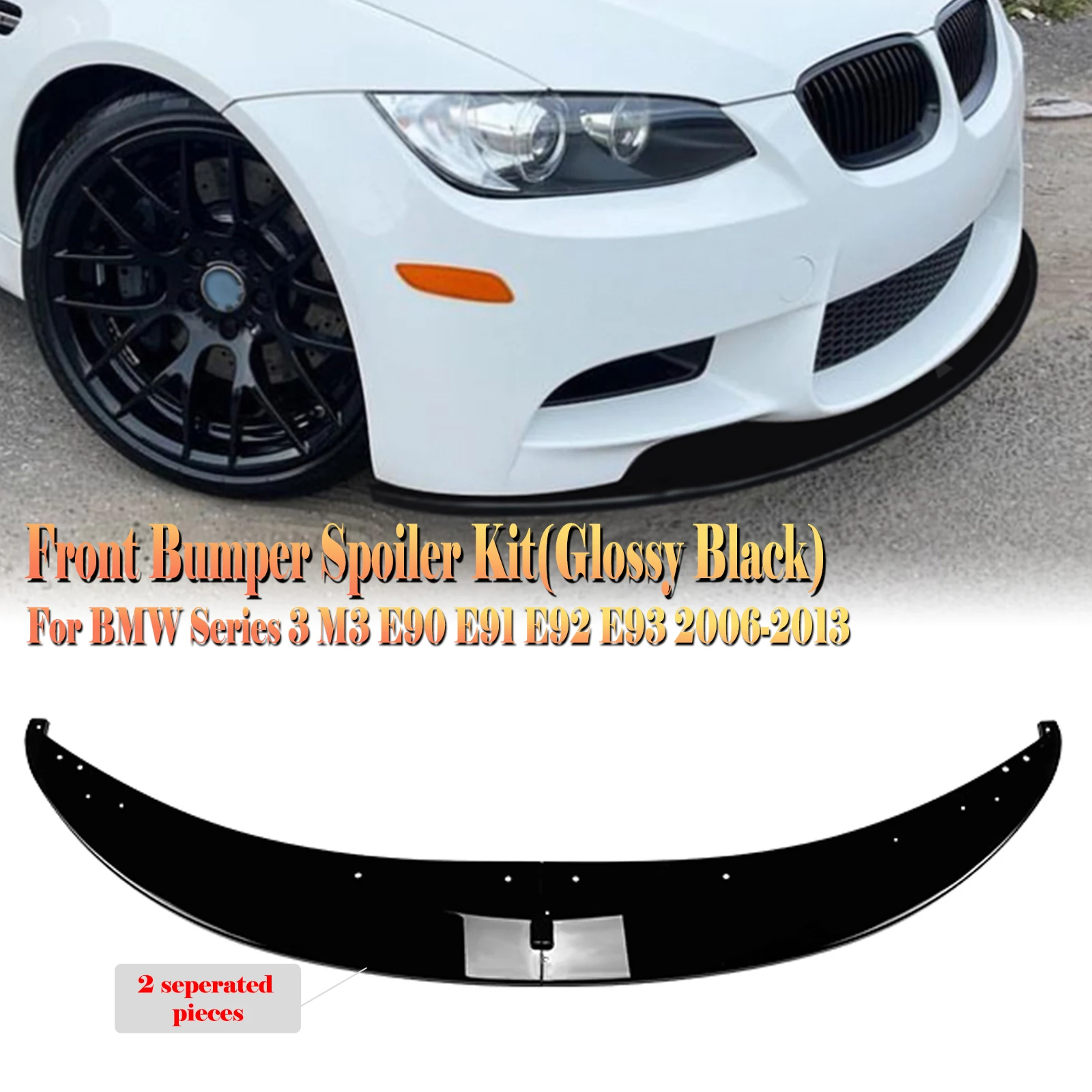 

For BMW 3 Series E90 E91 E92 E93 M3 2006-2013 Front Bumper Spoiler Lip Carbon Fiber Look/Gloss Black Lower Splitter Protection