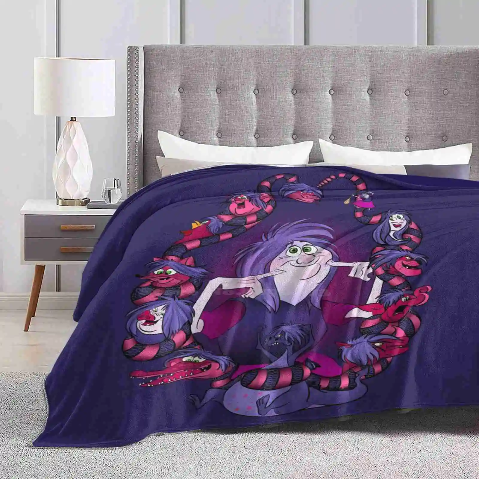 Madame Mim Best Selling Room Household Flannel Blanket Madame Min Drawings Animation Pink Animals Purple Dragon Woman Villain