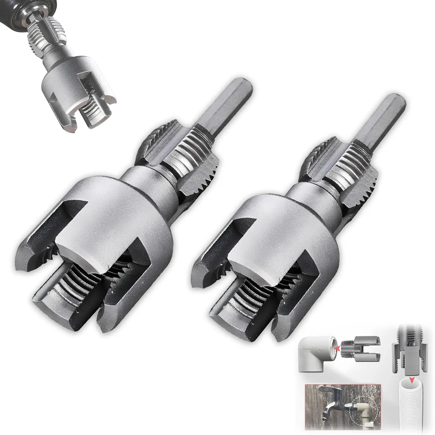 

2Pcs water pipe inner and outer wire integrated wire opener 1/2 inch + 3/4 inch