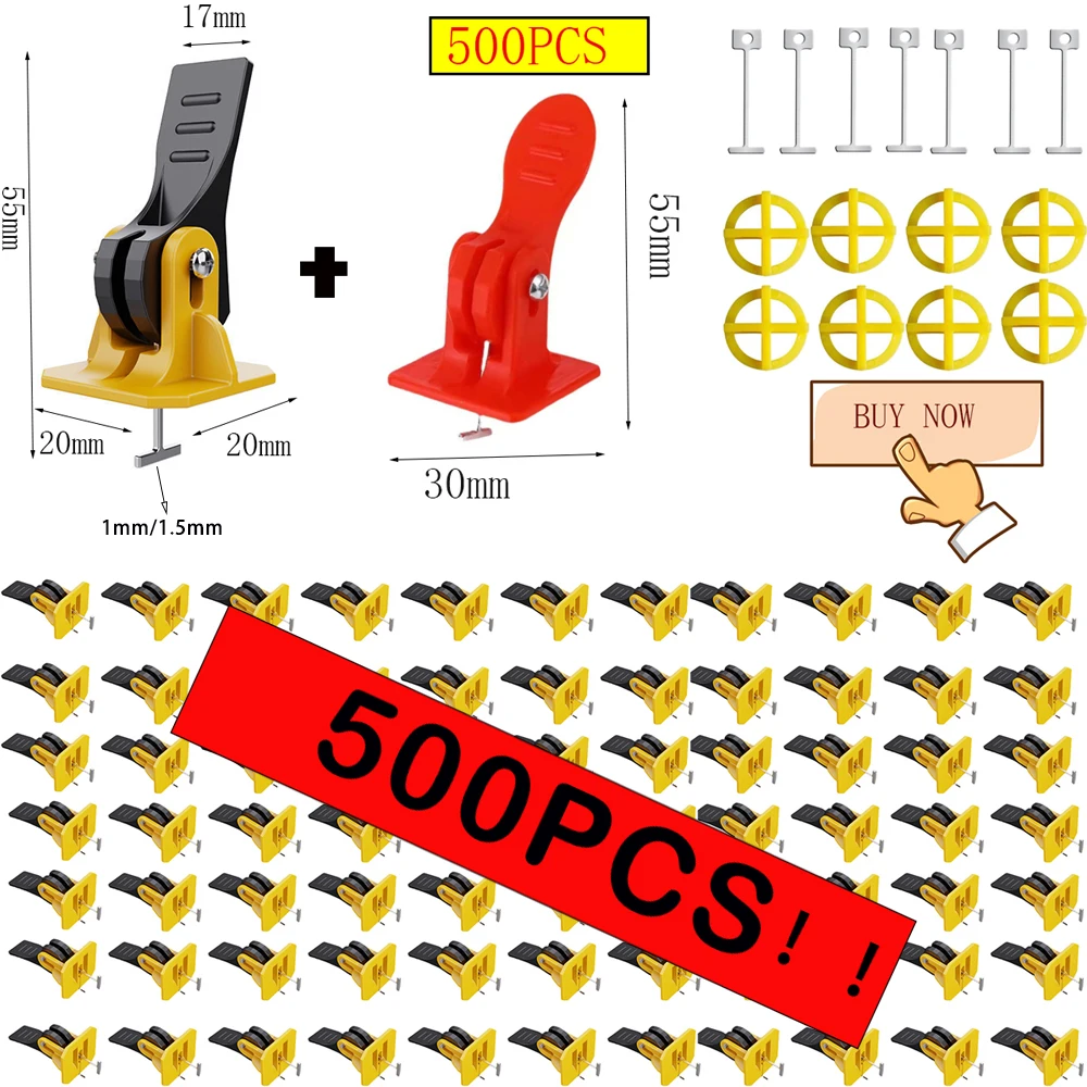 5-200pcs Floor Tile Leveling System Clips Construction Tools Tile Leveler Adjuster Locator Spacers Set for Porcelain Tile Wall