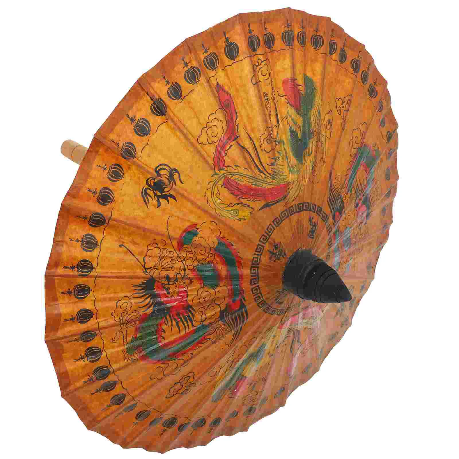 Cosplay Costume Umbrella Hand-painted Oil Paper Umbrellas for Rain Classical Dance Dancing Brown Chinese Traditional Bridesmaid
