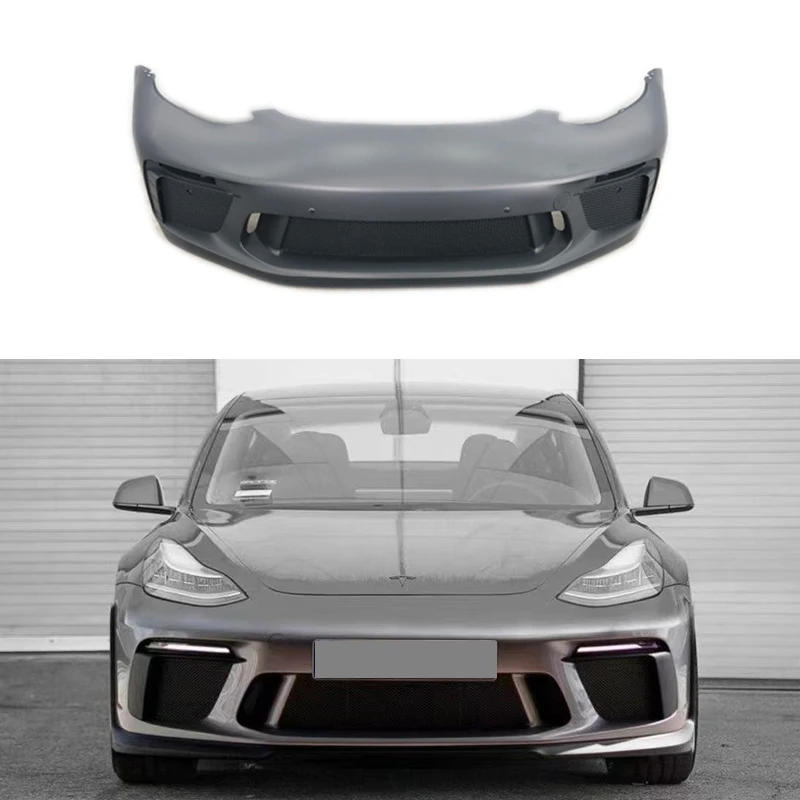 

Car Accessories TSL Model 3 Front Bumper For 2017-2021y PP Material Car Bumpers With LED Body Kits Auto Parts