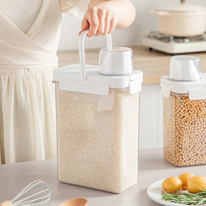 

Flour&Cereal Dispenser Food Storage Containers Organizer Box, Plastic Jars,Containers for Rice Coffee Spice Kitchen Storage Box