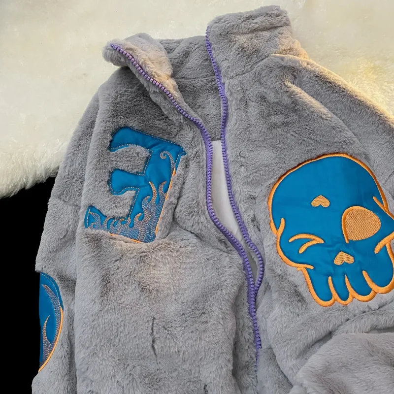 سترة ريترو هاري لامب المخملية للنساء سترة قطنية فضفاضة كاجوال بسحاب