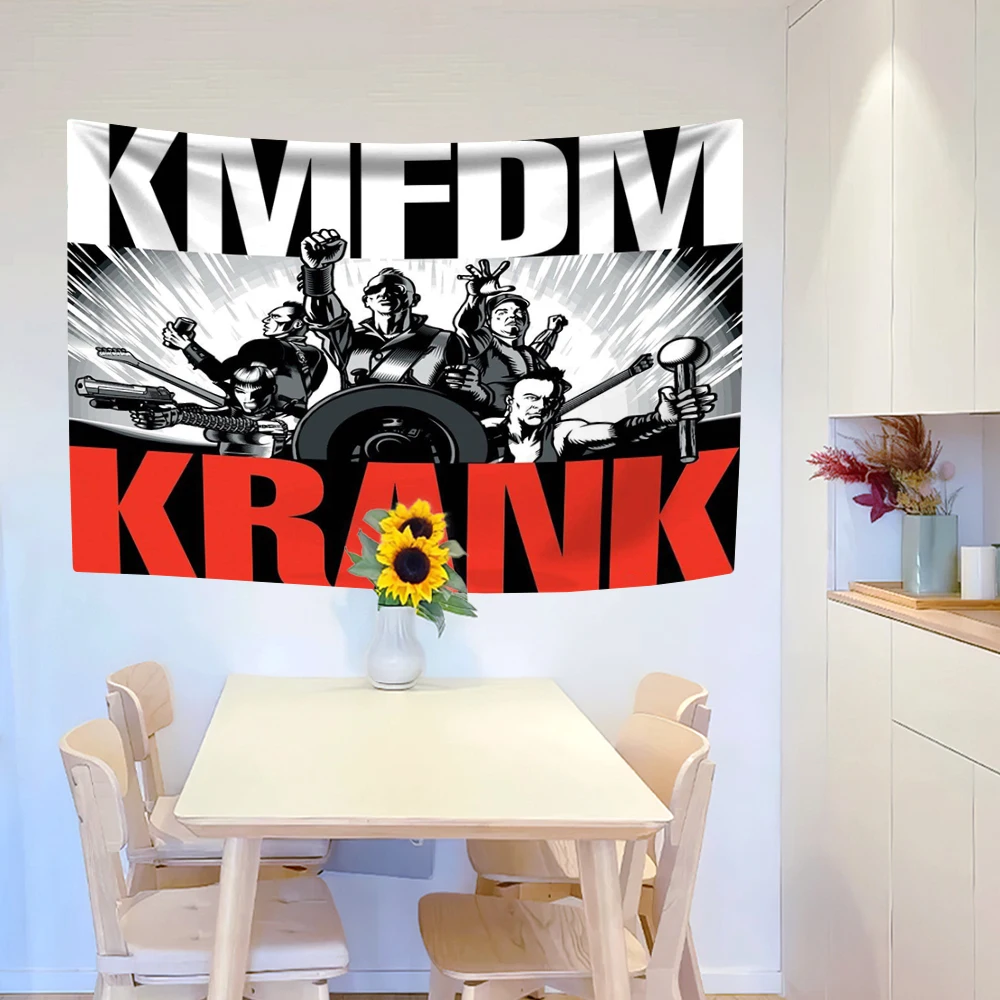 KMFDMs Band Printed Flag Large Wall Hanging Tapestry Indoor Outdoor Decoration Witchcraft Hippie Wall Art Decor Concert Banner