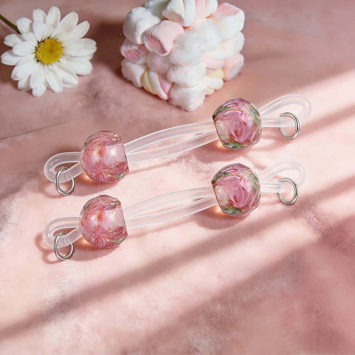 1 Pair of Cute Body Rings, No-piercing Lasso-style Beads, Floral Cute Style, Suitable for Valentine's Day Gifts