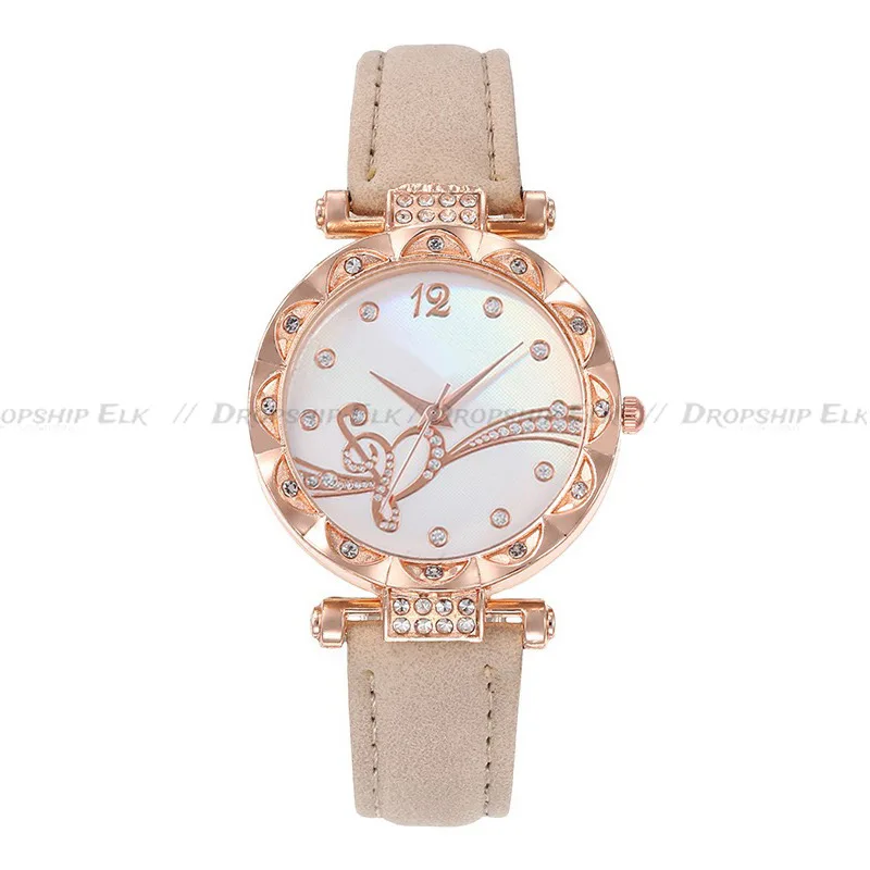 นาฬิกาผู้หญิงแฟชั่น rhinestone ย้อนยุคหนังควอตซ์นาฬิกาคู่หัวใจเครื่องประดับผู้หญิงควอตซ์นาฬิกาข้อมือ relogio feminino