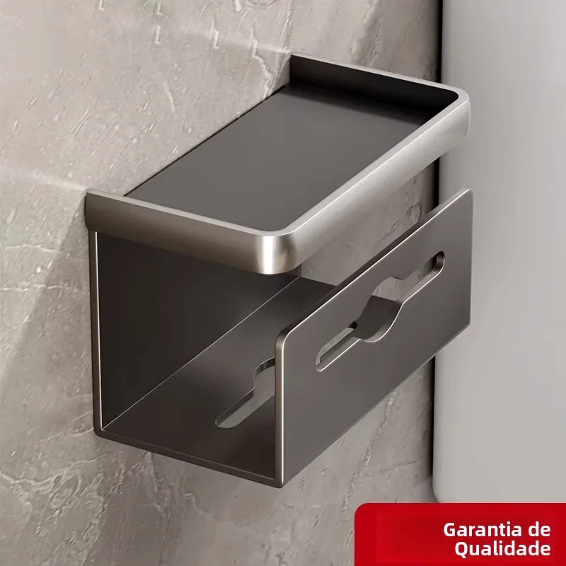 壁掛けトイレットペーパーホルダー-バスルームロールペーパーラック-穴あけ不要-ティッシュボックス-携帯電話収納棚ホルダー
