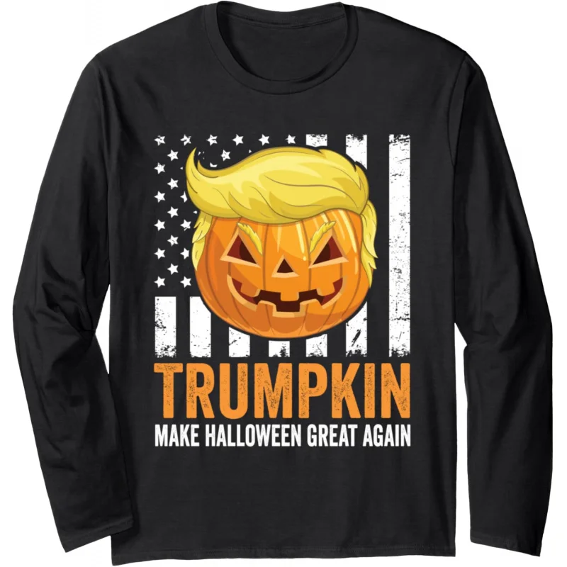 Make Halloween Great Again Trumpkin Funny Trump Hair Pumpkin Long Sleeve T-Shirt