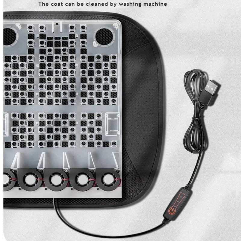 

31BC Ventilated Cushion with USB Port Breathable Air Cooling Pad Summer Suitable for Car Home and Office Chair