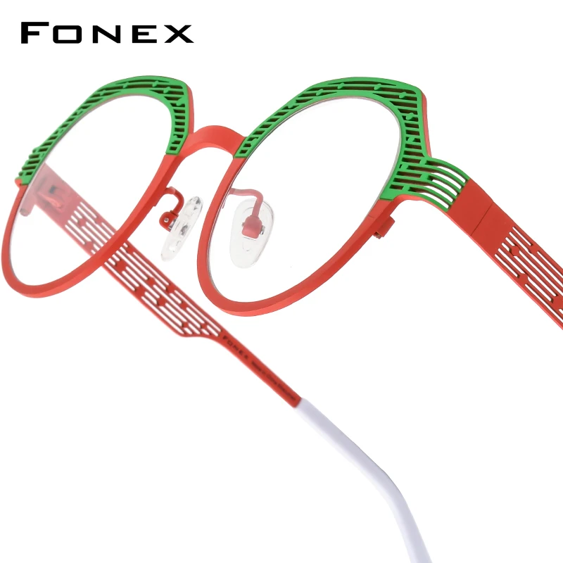 FONEX Titanium Glasses Frame Women New Fashion Brand Design Round Eyeglasses Men Japanese Big Size High Quality Eyewear 85815