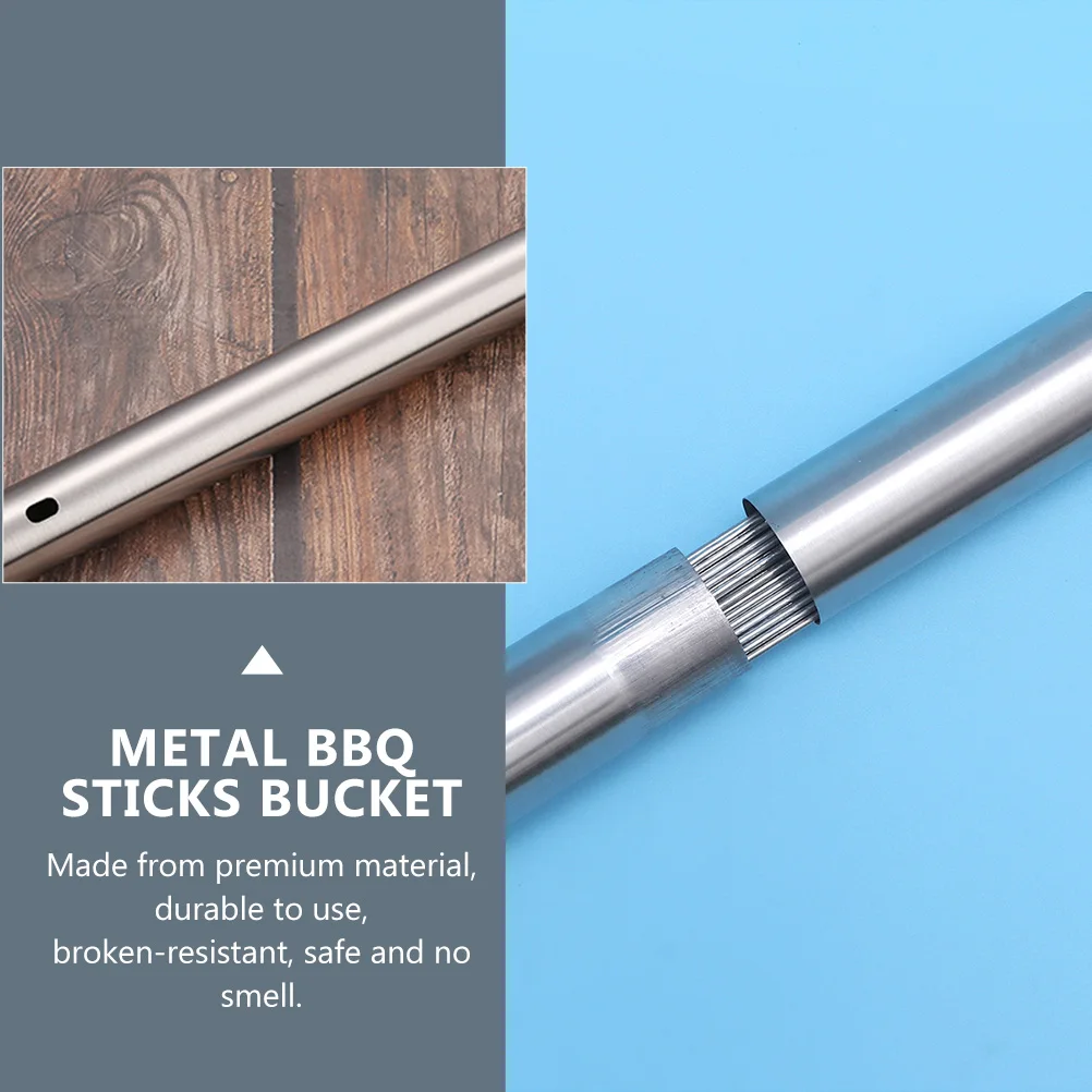 

4pcs Stainless Steel Bbq Skewer Bucket Nonstick Grill Storage Cylinder Creative Kitchen Organizer Home Barbecue Tools