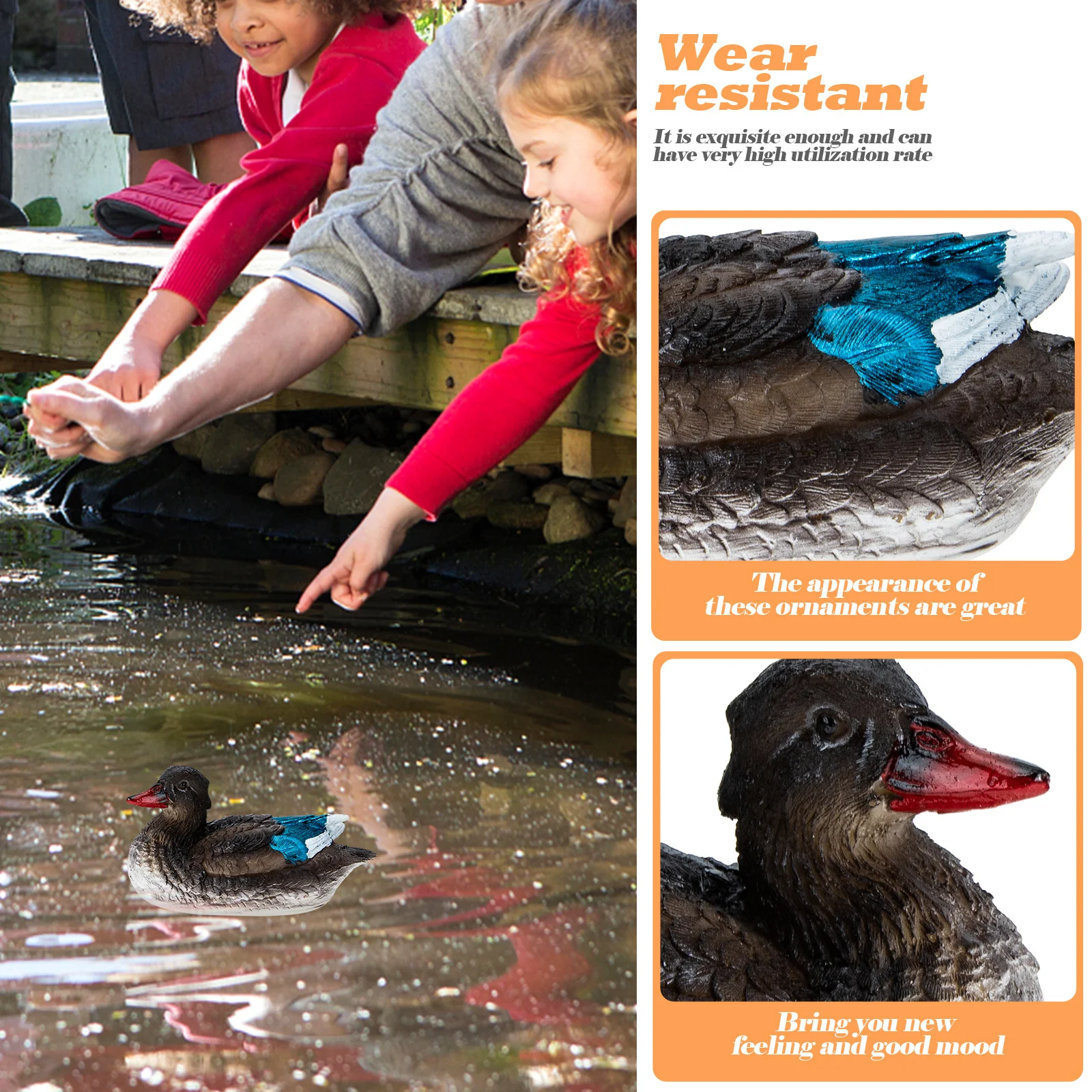 

1Pair Resin Animal Statues Floating Duck Ornament for Pond Fountain Garden Courtyard Balcony Pool Decor Home Office