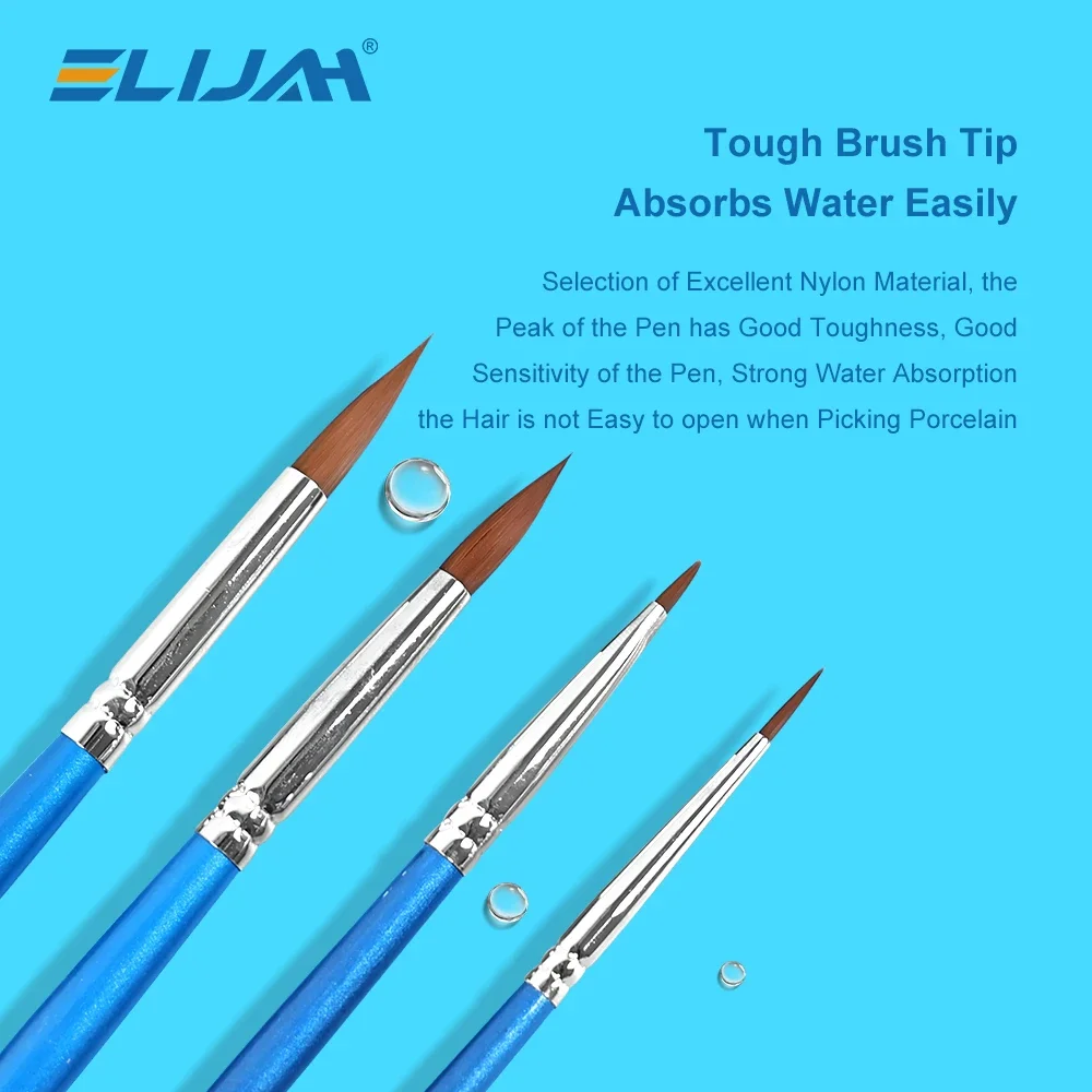 ELIJAH 4 Sizes Dental Porcelain Glaze Porcelain Brush Pen Ceramic Teeth Brush Dentist Tools Teeth Dental Lab Equipment