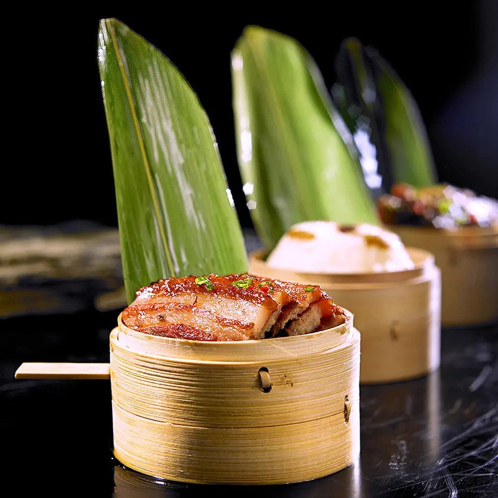 2Pcs Bamboo Mini Steamer for Steaming Dumplings Buns Dim Sum Eco Friendly Airtight Dense Bottom Fast Steam Cookware