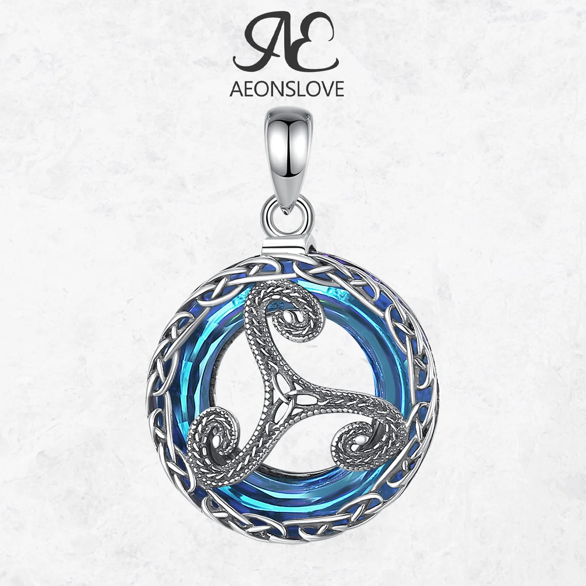 

AEONSLOVE ожерелье-трискеле из стерлингового серебра 925 пробы, австрийский кристалл, кулон с кельтским узлом, амулет, Wicca, языческие украшения, духовные подарки